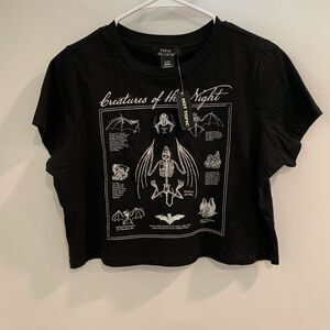Hot Topic Black 'Creatures of the Night' Crop Top